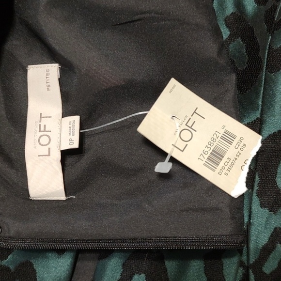 Ann Taylor Loft Black & Teal Sleeveless Leopard Print Fit & Flare Dress Size OP - Picture 4 of 7